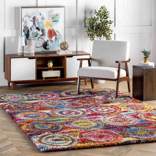 Nuloom Kindra Bohemian Circles Shag Area Rug 9ft 2in x 12ft OZXL02A-92012 - main